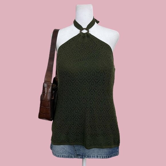 green netted halter neck top whimsygoth fairy grunge summer beachy - Picture 1 of 8